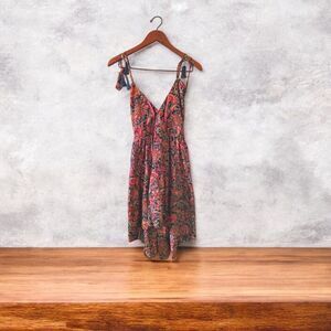 Raga Women Paisley Print Halter Mini Dress XS Multicolor Spaghetti Tassel Straps